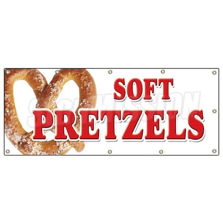 SOFT PRETZELS BANNER SIGN Pretzel Stand Cart Signs Hot Fresh